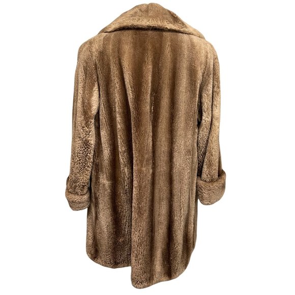 Vintage 1960s Mid-Length Brown Fur Button up Silk Lined Coat - Picture 2 of 3